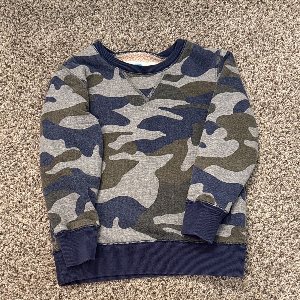 Boden Blue and Green Camo Kids Sweatshirt